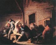 Carousing peasants in a tavern. adriaen van ostade